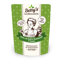 Betty's Landhausküche Pollo e Vitello con Olio di Borragine Umido per Gatti - 250 g, Singola