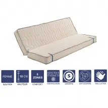 Matelas Ferme Pour tous Clic Clac + Alèse 140x190 x 10 cm + Oreiller Visco avec Mémoire de Forme sur Face Hiver - Découpe Assise 70 cm - 5 zones de Confort - Face été et Noyau Poli Lattex HR Dernière Génération - Très Respirant
