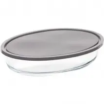 But Plat ovale en verre avec couvercle - Gris