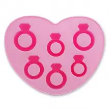 Totalcadeau Moule à glaçons bagues en silicone - Rose