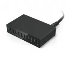 Station charge 50W multiport USB 10 connexions - Noir