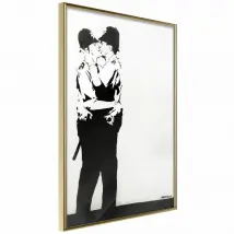 Affiche Encadrée Banksy Kissing Coppers II - 40x60 cm - Multicolore