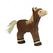 Holztiger Poulain debout marron foncé