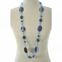 Collier Cristal & Perles Bleu