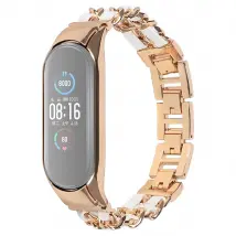 Bracelet en métal pour Xiaomi Mi Band 5/6 - Or rose/Blanc