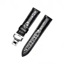 Bracelet cuir crocodile 20 mm - Noir