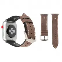 Wewoo Bracelet en cuir pour Apple Watch série 3 - Kaki