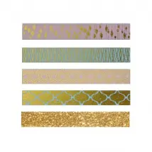 Masking tapes rose-bleu-doré + doré à paillettes