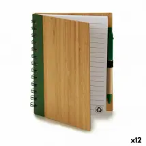 Cahier Spirale avec Stylo Bambou - 14 x 18 cm - 12 Unités
