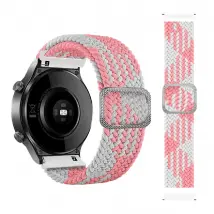 Bracelet Tissu Tressé - Rose/Blanc