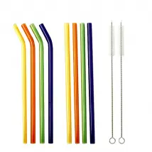 Ensemble de pailles en verre réutilisables mixtes multicolores