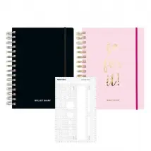 Agendas Bullet Journal Rose et Noir - 2 pièces