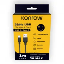 Konrow KCATCPB1 - Câble USB Type-C 1m Noir