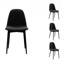 SALLY-Chaise velours Noir lot de 4 chaises