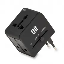 Adaptateur Multi Pays 2USB 2A Noir
