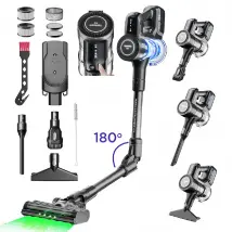 Aspirateur sans fil Yanhama H3, 38000Pa/550 W, maximale 60 min, poignée pivotante à 180°- Noir