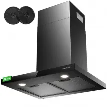 TR60BS Hotte décorative A++ 60cm, Hotte Murale 882m³/h Touch Control 4 Levels Boost