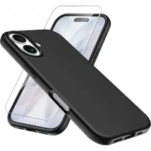 Coque Pour iPhone 17 Silicone Noir + Verre Trempe Little Boutik©