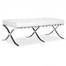 Banc - Repose-pieds tapissé en cuir - Town Blanc