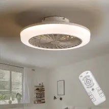 Ventilateur de plafond LED blanc 43 cm à 5 pales avec télécommande