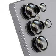 Forcell Verre Trempé Caméra pour Galaxy S25 Ultra Anti-rayures Cadre en Aluminium Blanc