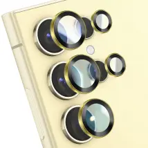 Forcell Verre Trempé Caméra pour Galaxy S24 Ultra Anti-rayures Cadre en Aluminium Dorée