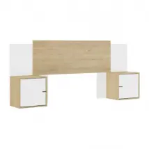 Tete de lit - ALIX - Extensible - Châtaignier naturel / Blanc - 246/226/206 x 34 x 91 cm - DIAGONE