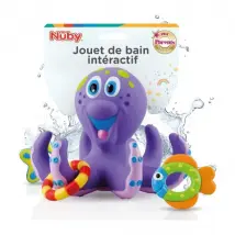 Jouet de bain - NUBY - Pieuvre intéractive flottante - Anneaux de bain - Violet