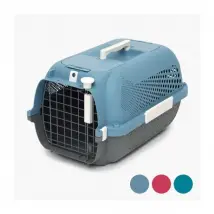 Cage de transport pour chat - CATIT - Moyen - Hauteur max chat 27 cm - Bleu-gris
