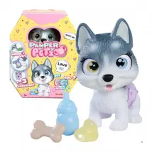 Smoby - Pamper Petz - Husky a adopter - 4 accessoires - Articulé - Bois et fais pipi - Certificat d'adoption - Des 3 ans
