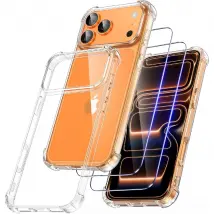 Coque Pour iPhone 17 Pro Silicone Transparente Angles Renforces + 2 Verres Trempes Little Boutik©