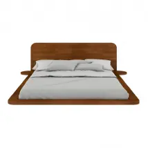 Lit flottant en hêtre massif JAPANDIC / 180x200 cm, couleur noyer