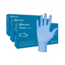 Pack de 3 Boites de 100 GANTS NITRILE Bleu Pour Tatoueurs TAILLE M MERCATOR MP3B100GNPTM