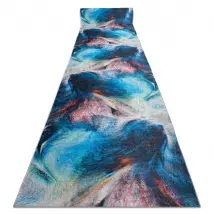 TAPIS DE COULOIR antidérapant LOTUS COLOR 36500 Abstraction bleu rouge lavable 80cm 80x700 cm