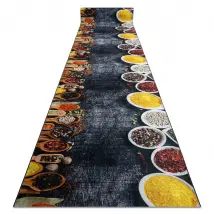 TAPIS DE COULOIR antidérapant LOTUS KITCHEN 40580 Vaisselle, pour la cuisine gris jaune lavable 80cm 80x160 cm