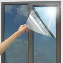 Film de fenêtre unidirectionnel AFDB, effet miroir teinté pour la maison et le bureau, autocollants réfléchissants pour portes en verre anti-UV et contrôle de la chaleur~00696