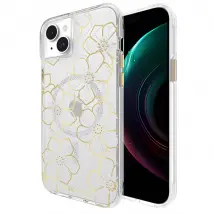 CASE MATE Coque Compatible MagSafe pour iPhone 15 Plus avec Design Floral Gems Dorée