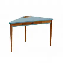 Ashme Bureau d'angle avec tiroir, 114 x 61, Bleu tendre, chêne, Ragaba
