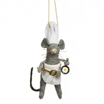 Souris de chef en feutre cintre de Noël