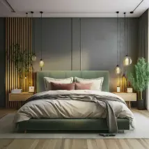 Tête de lit largeur 180 x 110 cm tissu couleur Vert pâle
