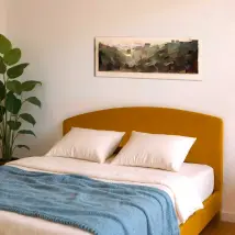 Tête de lit largeur 180 x 110 cm tissu couleur Jaune Moutarde