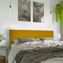 Tête de lit largeur 180 x 110 cm tissu couleur Jaune Moutarde clair