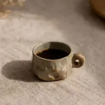 Lot de 4 tasses à espresso en céramique grise – Style Wabi-Sabi
