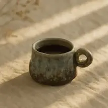 Lot de 4 tasses à espresso en céramique bleue – Style japonais Wabi-Sabi