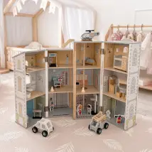 Jouet de Construction Bois, Grande Caserne Pompiers, Poste de Police, Figurines - Policier, Pompier