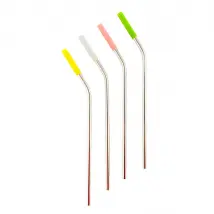 Pailles - Ensemble de 4 pailles en acier avec marqueurs