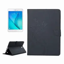 Housse Étui noir pour Samsung Galaxy Tab A 8.0 / T350 fleurs pressées motif papillon flip horizontal en cuir PU avec boucle magnétique et titulaire fentes cartes porte-monnaie