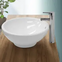 ECD Germany Lavabo Rond Ø 420x170 mm - Céramique Blanc
