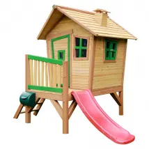 AXI Robin - Maison Enfant avec Toboggan Rouge