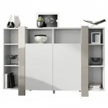 Meuble Blanc Mat Et Sable Laqué (lxhxp) : 149 X 101 X 34 Cm